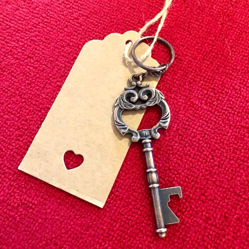 Brass Antique Skeleton Key Bottle Opener wTag NEW * FREE SHIPPING